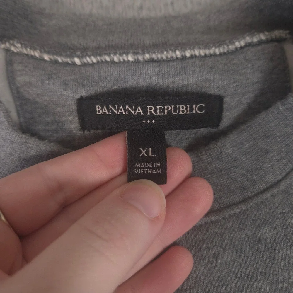 Banana Republic Sweatshirt Mens XL Gray Fleece Crew-Neck Cotton Blend Pullover